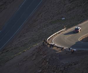 June 26-30 - Pikes Peak Colorado. Jean-Philippe Dayraut runs his car during practice for the 91st running of the Pikes Peak Hill Climb.